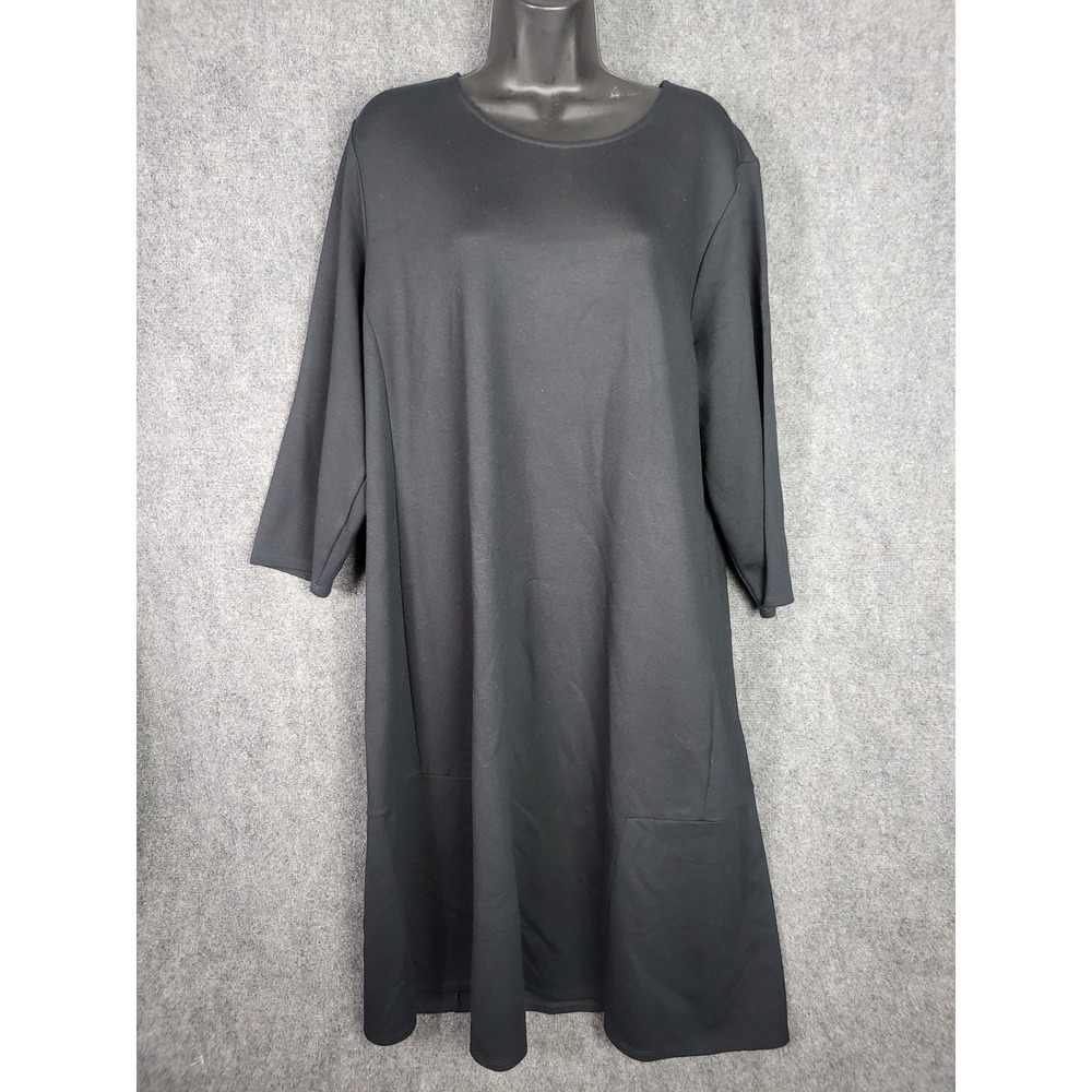 J.Jill Dress Women 2X Black Ponte Knit 3/4 Sleeve Minimalist Casual Comfort Soft